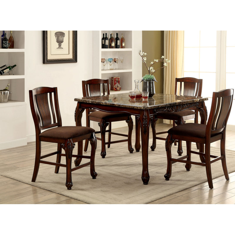 Astoria Grand Dominey 5 Piece Counter Height Solid Wood Dining Set